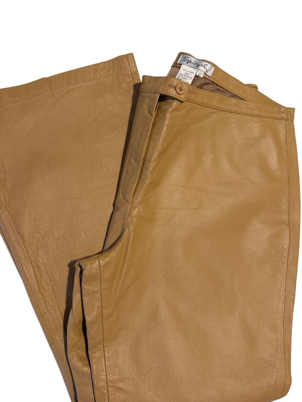 Spiegal Butter Yellow Leather Flare Vintage Pants Size 18